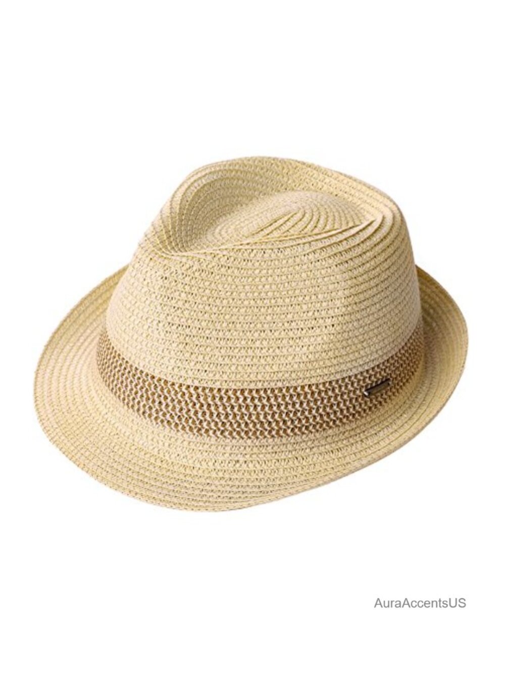 Fancet Packable Straw Fedora Panama Sun Beach Hat Cuban Trilby